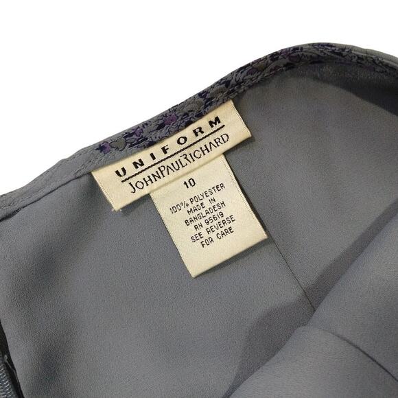 Vintage 90s Midi Skirt Size 10 Gray Paisley Print Whimsygoth Chiffon Flutter Hem - Picture 5 of 6